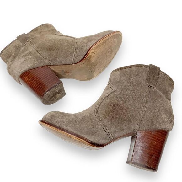 Splendid Lakota Taupe Tan Suede Stacked Heel Ankle Bootie Women’s Size 6 - FLAWS - Picture 6 of 10